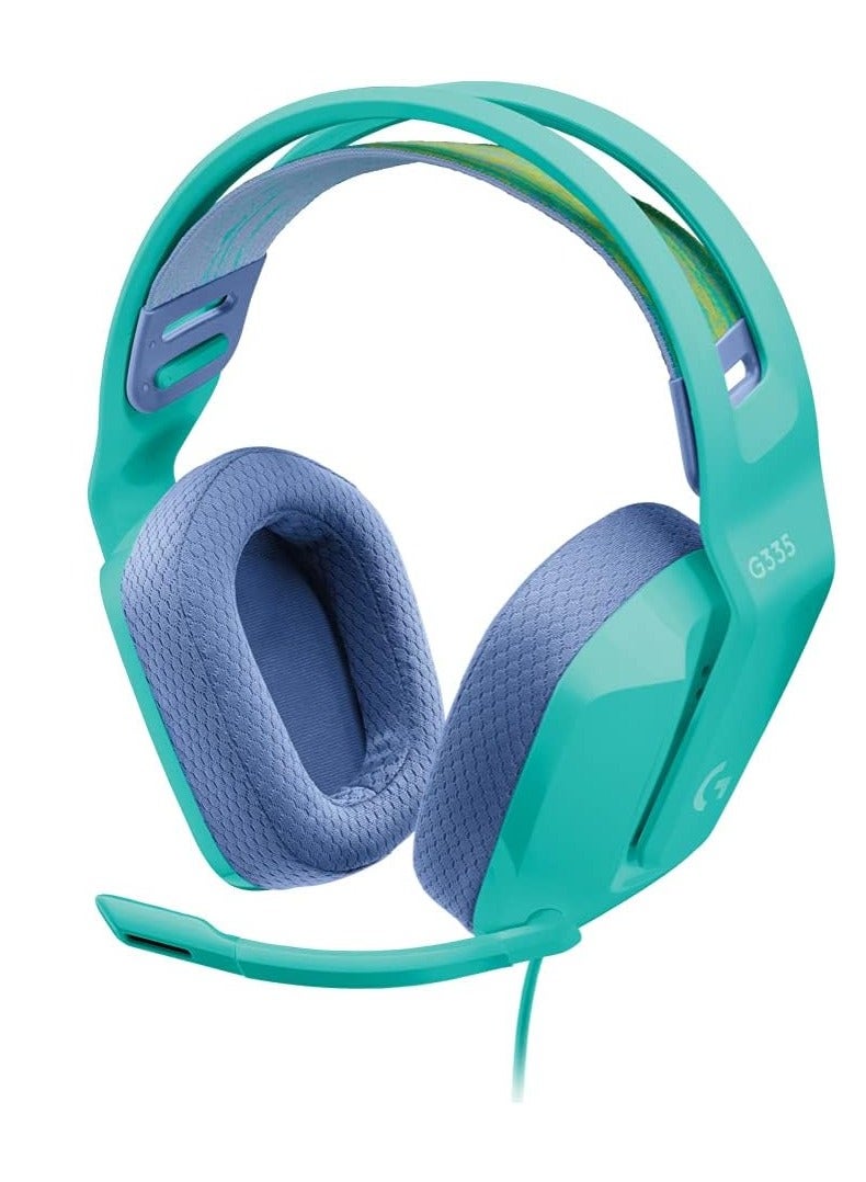 TECH G335 Wired Gaming Headset, with Microphone, 3.5mm Audio Jack, Comfortable Memory Foam Earpads, Lightweight, Compatible with PC, PlayStation, Xbox, Nintendo Switch - Mint - Image 1