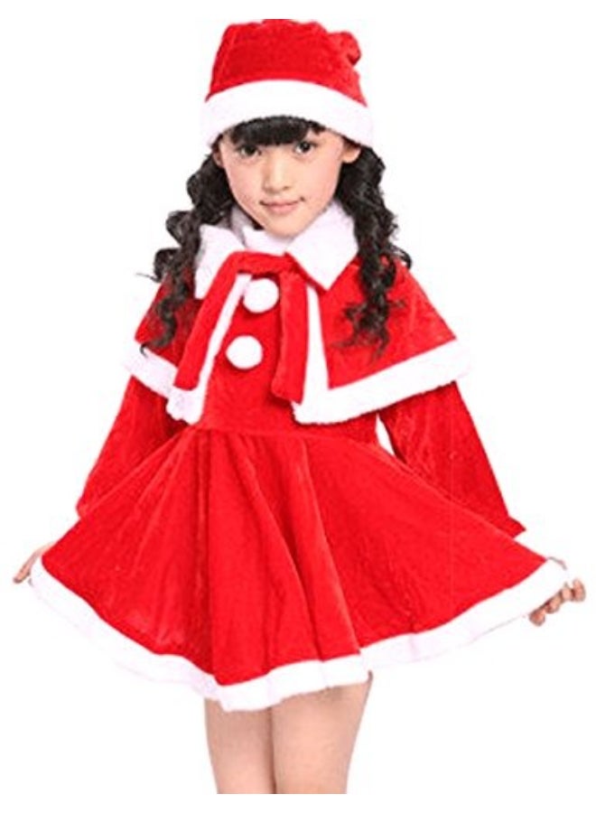 Ciao Children's Christmas Clothes (Girls) – Kids Santa Dress with Cape & Hat, Red Velvet Holiday Outfit, Size 100 cm (3 Years) - Image 1