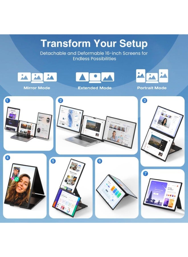 V2COM 16" Laptop Screen Extender QHD 2.5K Portable Monitor, 16:10 Aspect Ratio, Detachable & Rotatable, Compatible with Windows, Mac, Chrome  - Image 4