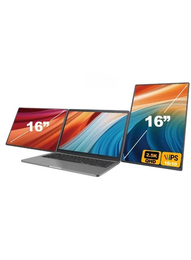 V2COM 16" Laptop Screen Extender QHD 2.5K Portable Monitor, 16:10 Aspect Ratio, Detachable & Rotatable, Compatible with Windows, Mac, Chrome  - Image 1