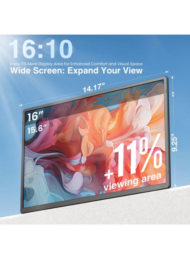 V2COM 16" Laptop Screen Extender QHD 2.5K Portable Monitor, 16:10 Aspect Ratio, Detachable & Rotatable, Compatible with Windows, Mac, Chrome  - Image 2
