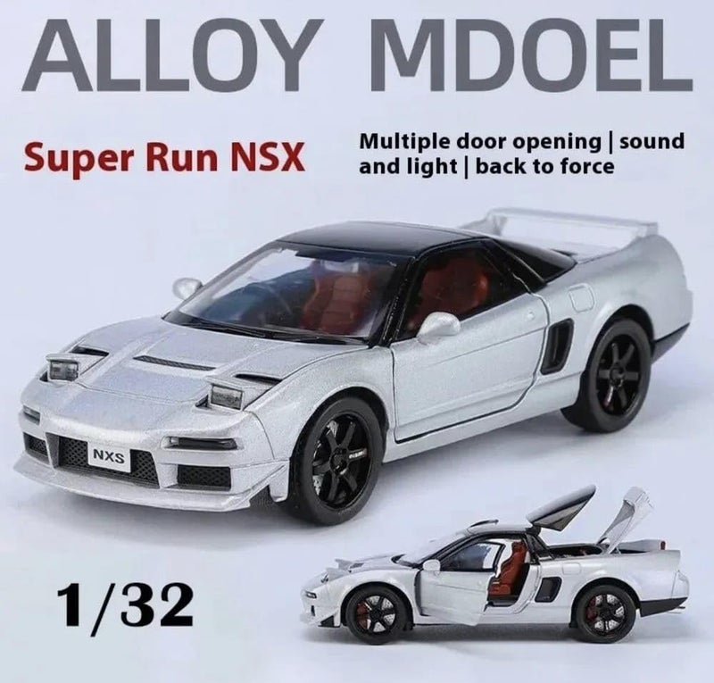 FEXXA Toy Car Compatible for 1:32 HO NDA NSX Evolution Model, Pull Back Diecast Collectible Car with Sounds ＆ Lights for Kids Boys Girls and Adults, Gift (Silver) - Image 2