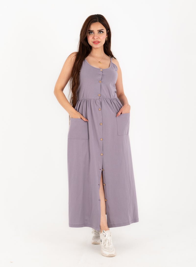Women's 100% Cotton Versatile Beach Cover-Up Dress – Tube Style with Spaghetti Straps and 10 Buttons – Trendy and Comfortable for Summer  - Image 1