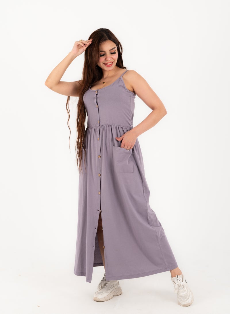 Women's 100% Cotton Versatile Beach Cover-Up Dress – Tube Style with Spaghetti Straps and 10 Buttons – Trendy and Comfortable for Summer  - Image 2