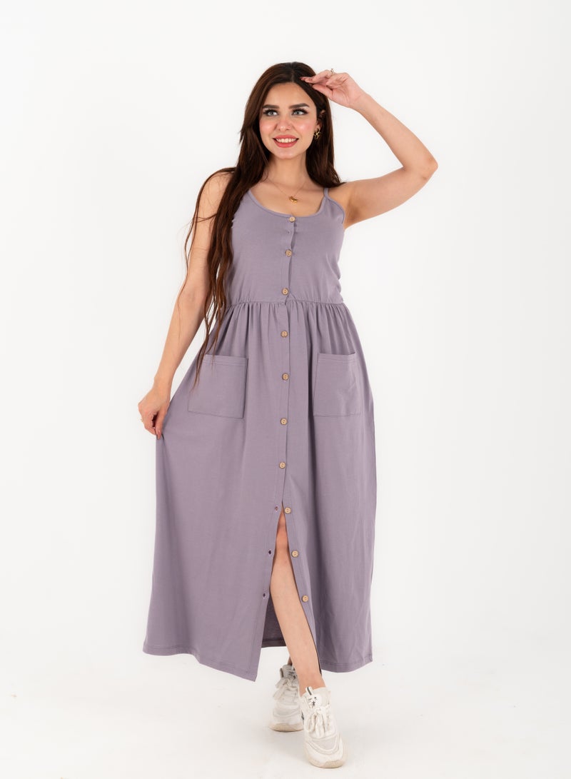 Women's 100% Cotton Versatile Beach Cover-Up Dress – Tube Style with Spaghetti Straps and 10 Buttons – Trendy and Comfortable for Summer  - Image 5