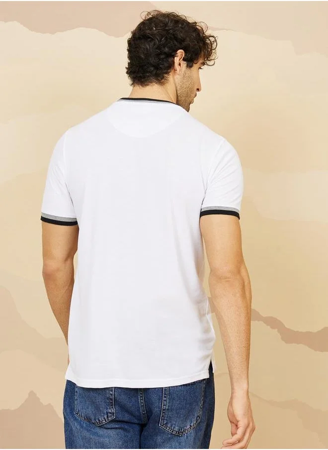 Styli Pique Knit Ringer Regular T-Shirt with Twin Tipping