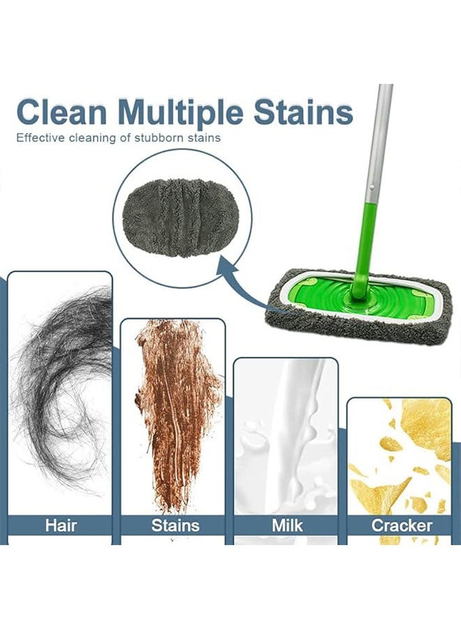 Happy D Reusable Dry Sweeping Cloths Microfiber Wet Mop Pads Compatible with Swiffer Sweeper Mop Replacement Sweeping Mopping pad Refills for Hardwood Surface Floor Cleaning (4PCS) - Image 2