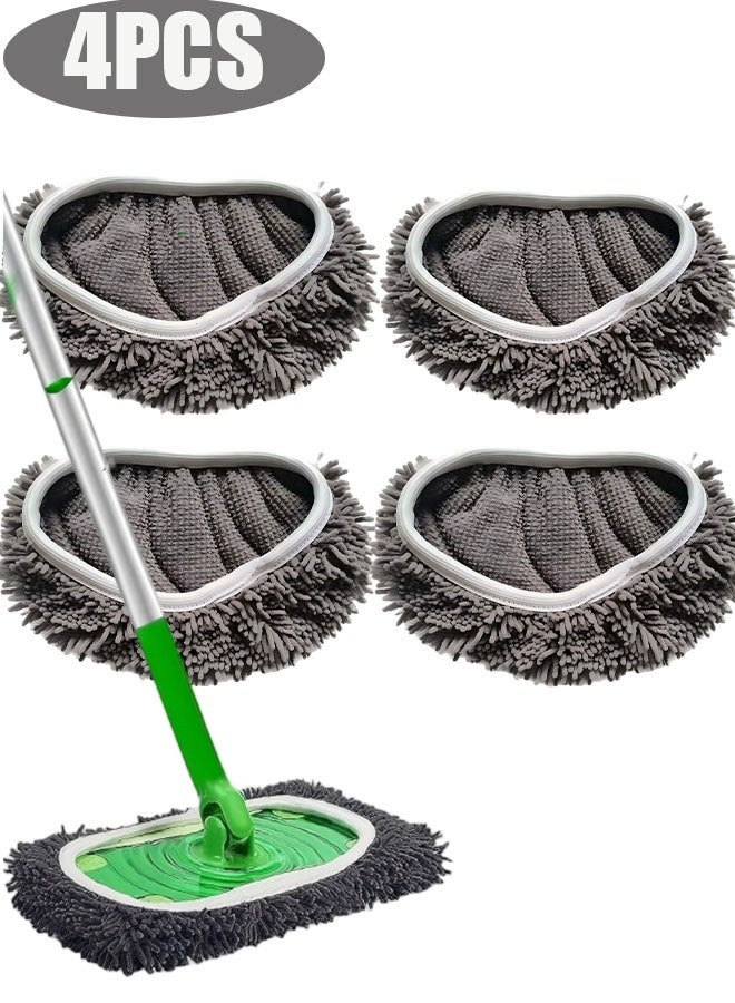 Happy D Reusable Dry Sweeping Cloths Microfiber Wet Mop Pads Compatible with Swiffer Sweeper Mop Replacement Sweeping Mopping pad Refills for Hardwood Surface Floor Cleaning (4PCS) - Image 1