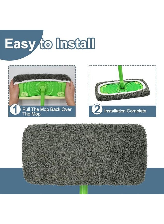 Happy D Reusable Dry Sweeping Cloths Microfiber Wet Mop Pads Compatible with Swiffer Sweeper Mop Replacement Sweeping Mopping pad Refills for Hardwood Surface Floor Cleaning (4PCS) - Image 3