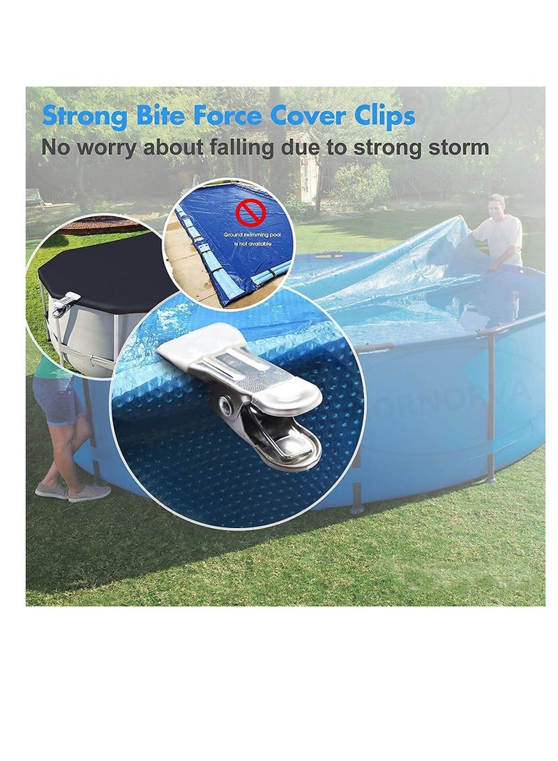 Excefore 30 PCS Swimming Pool Above Ground Winter Cover Clips Secure Your Attaches to Top Rail Wind Guard Multifunctional Metal Towel Spring Clamps - Image 4