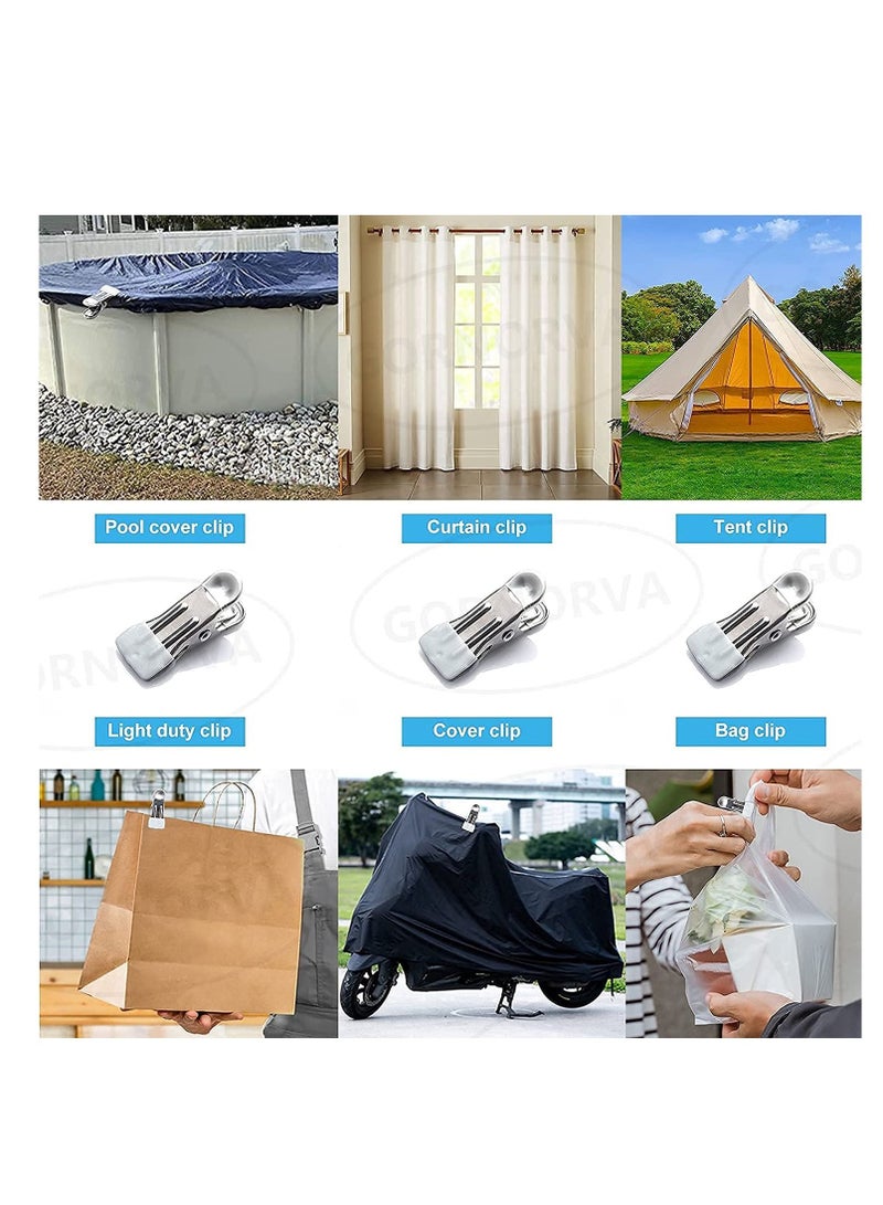 Excefore 30 PCS Swimming Pool Above Ground Winter Cover Clips Secure Your Attaches to Top Rail Wind Guard Multifunctional Metal Towel Spring Clamps - Image 3