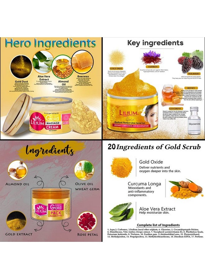 ليليوم مجموعة العناية بالوجه الذهبية 1100 جرام | مجموعة العناية الكاملة بالبشرة لإشراقة دائمة وحيوية شبابية | مكافحة الشيخوخة وتفتيح البشرة | للنساء والرجال | نباتية 100% وخالية من المواد الكيميائية | جميع أنواع البشرة - Image 3