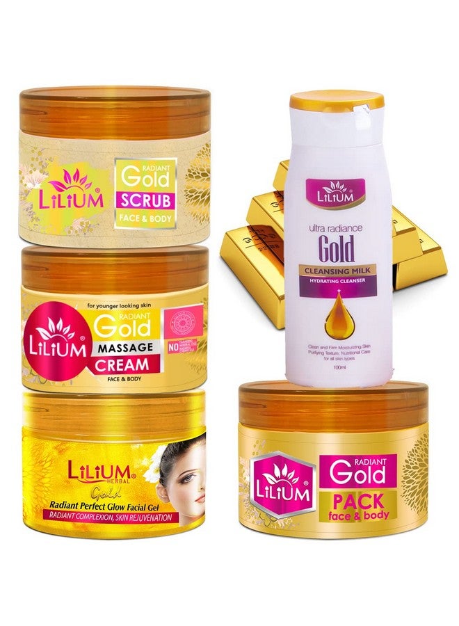ليليوم مجموعة العناية بالوجه الذهبية 1100 جرام | مجموعة العناية الكاملة بالبشرة لإشراقة دائمة وحيوية شبابية | مكافحة الشيخوخة وتفتيح البشرة | للنساء والرجال | نباتية 100% وخالية من المواد الكيميائية | جميع أنواع البشرة - Image 1