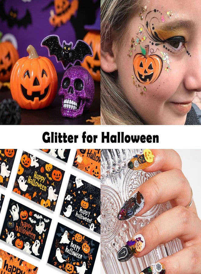 Renfio Orange Purple Black Chunky Glitter,Mixed Holographic Glitter for Helloween,1.76oz/50g Iridescent Hexagon Sequin for Snowglobe Tumbler,Resin,Craft,Nail,Face,Hair,Festival Decor,Ornament - Image 5