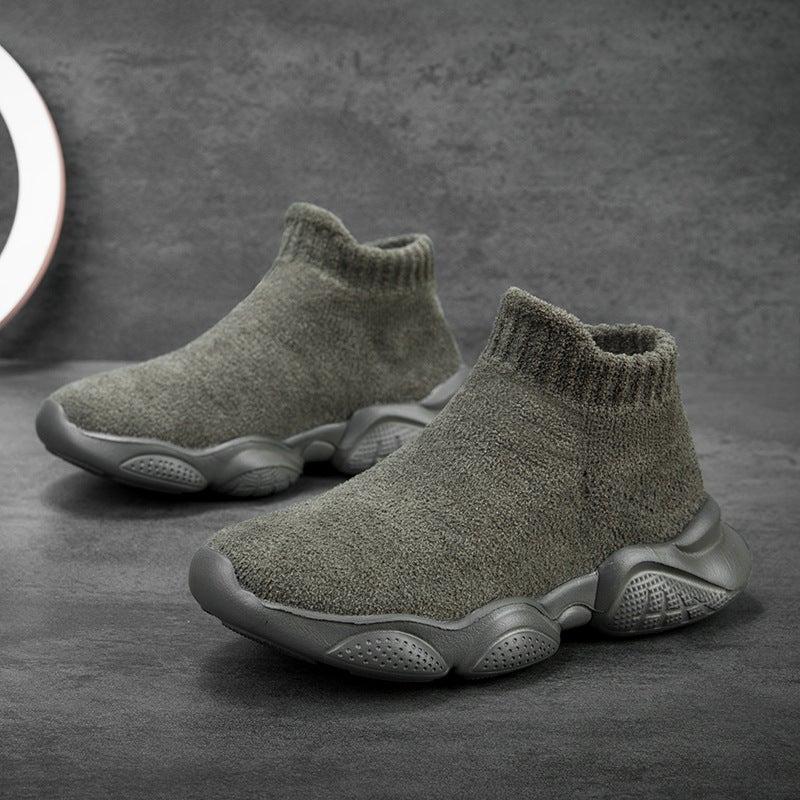 Boys Shoes Slip-On Fleece-Lined Children'S Socks Shoes Soft Sole Non-Slip Warm Middle And Large Children'S Sneaker - Image 5