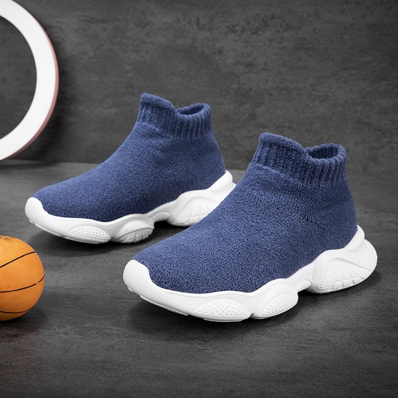 Boys Shoes Slip-On Fleece-Lined Children'S Socks Shoes Soft Sole Non-Slip Warm Middle And Large Children'S Sneaker - Image 3