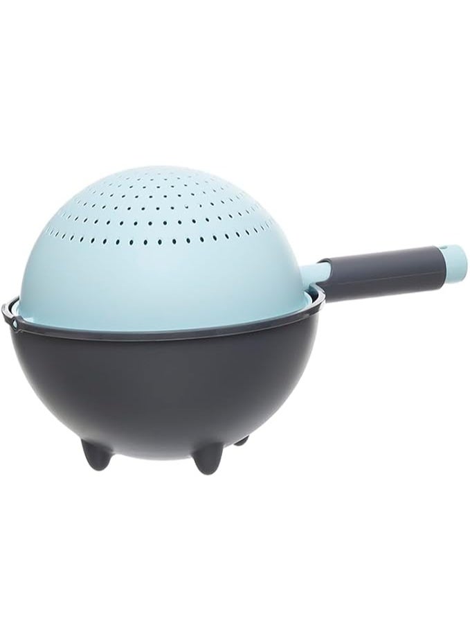 Aksa Kova Plastic Strainer - Double Layer Rotatable - Baby Blue - Image 2