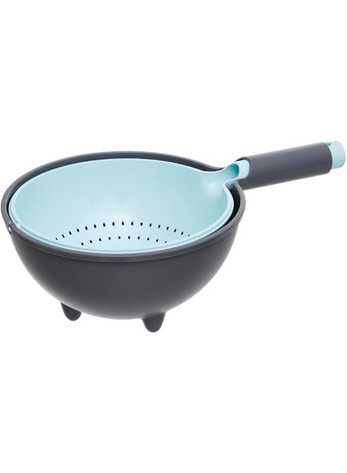 Aksa Kova Plastic Strainer - Double Layer Rotatable - Baby Blue - Image 4
