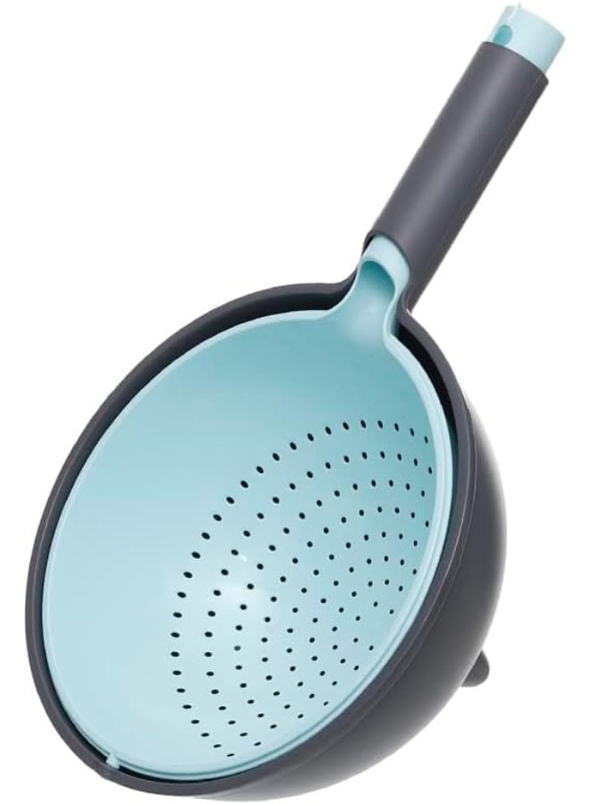 Aksa Kova Plastic Strainer - Double Layer Rotatable - Baby Blue - Image 1