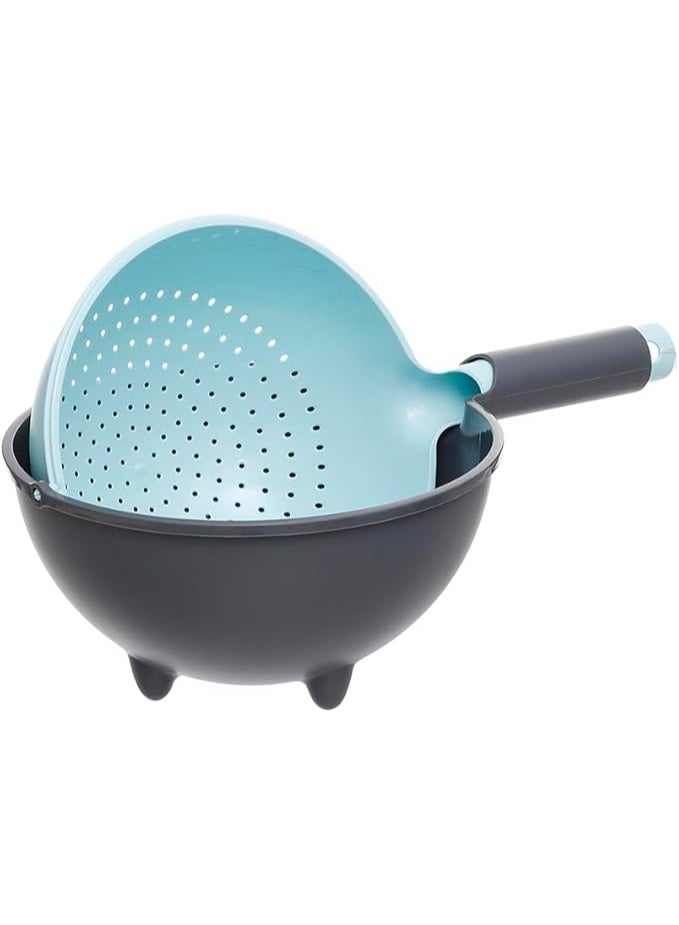 Aksa Kova Plastic Strainer - Double Layer Rotatable - Baby Blue - Image 3