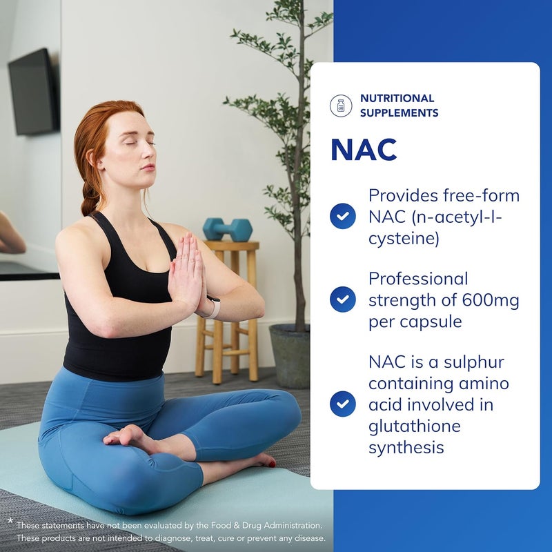 Pure Encapsulations NAC 600mg Pure NAcetylLCysteine for Glutathione Synthesis Support 90 Capsules - Image 2