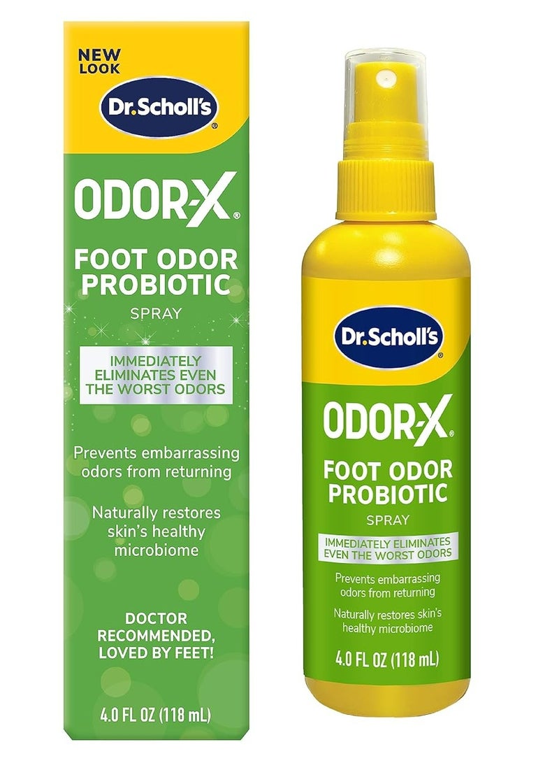 دكتور شولز بخاخ دكتور شول بروبيوتيك للقدمين 4 أونصة يزيل على الفور ويمنع الروائح الكريهة من عودة مزيل رائحة الأحذية، 118 مل