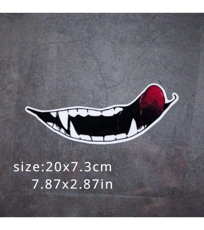 ملصق فينيل لخوذة دراجة نارية على شكل أسنان مزخرف وطريف بحجم 7x4.1 بوصة - Image 3