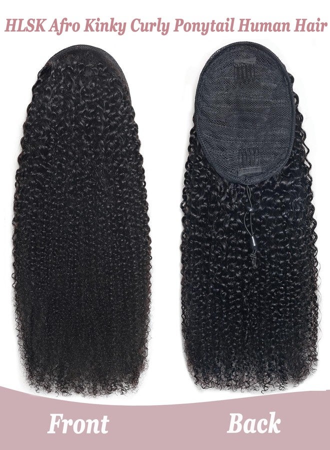 HLSK Afro Kinky Curly Drawstring Pontail Human Hair For Black Women,4C Natural Curly Drawstring Ponytail Extension,10A Brazilian Virgin Kinky Curly Human Hair Ponytail (20 Inch) - Image 5