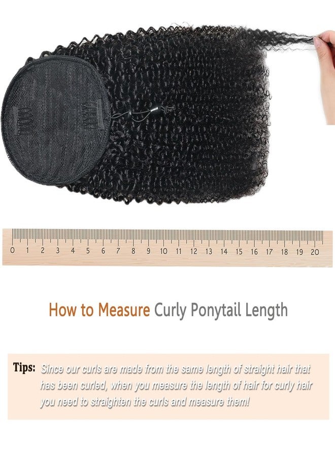 HLSK Afro Kinky Curly Drawstring Pontail Human Hair For Black Women,4C Natural Curly Drawstring Ponytail Extension,10A Brazilian Virgin Kinky Curly Human Hair Ponytail (20 Inch) - Image 4