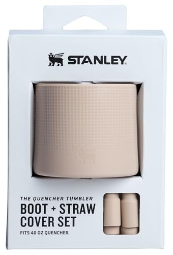 STANLEY Quencher Boot and Straw Cover Cap | Anti-Slip Silicone Protector for 40 oz Tumbler with Handle | Accessory Set for Stainless Steel Drinking Cup | BPA-Free | Sand - Image 1