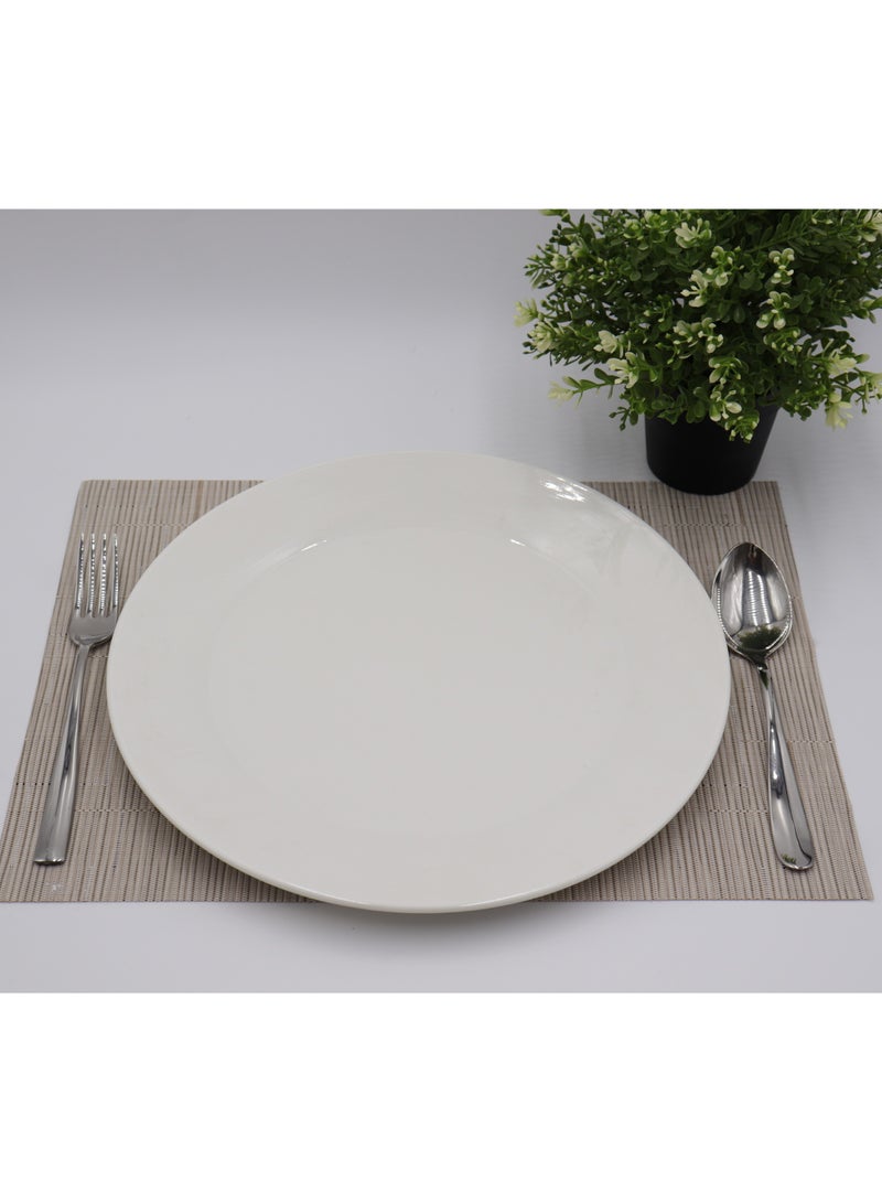 AJ طبق مسطح سيراميكي أبيض - 12 بوصة - Image 1