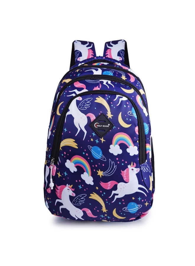 هاف مون Half Moon Spring 35L School Bags For Boys/School Bag For Girls | 4 Compartment Backpack For Men & Women | Water Resistant | 5 Zips Stylish And Trendy College Bag For Unisex (Navy Blue) - Image 1