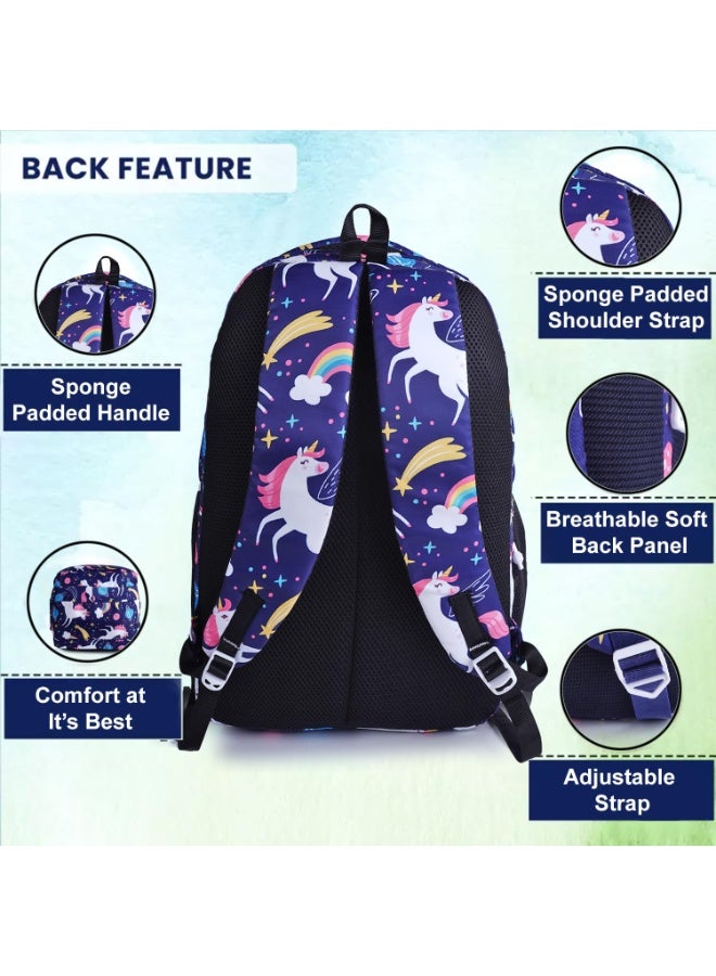 هاف مون Half Moon Spring 35L School Bags For Boys/School Bag For Girls | 4 Compartment Backpack For Men & Women | Water Resistant | 5 Zips Stylish And Trendy College Bag For Unisex (Navy Blue) - Image 2