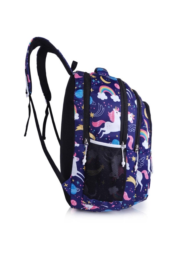 هاف مون Half Moon Spring 35L School Bags For Boys/School Bag For Girls | 4 Compartment Backpack For Men & Women | Water Resistant | 5 Zips Stylish And Trendy College Bag For Unisex (Navy Blue) - Image 3