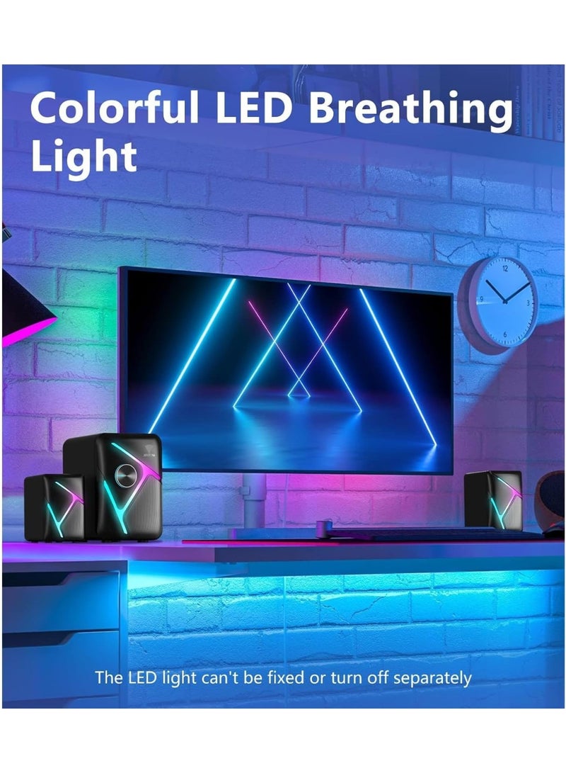 XTRIKE ME SK610 2.1 Stereo Wired Gaming Speakers with Subwoofer, RGB Lights Stereo Bass 11W - Rainbow LED Lighting - Easy accessible volume knob - Black - Image 5