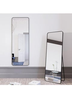 Generic Full Length Mirror Aluminum Alloy Large Standing Vanity Mirror Bedroom Dressing Room Hanging Against Wall Mirror With Stand-Black 155*45CM  - Image 1