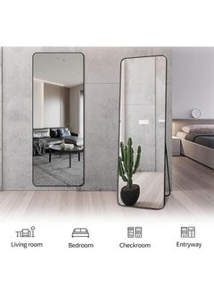 Generic Full Length Mirror Aluminum Alloy Large Standing Vanity Mirror Bedroom Dressing Room Hanging Against Wall Mirror With Stand-Black 155*45CM  - Image 4