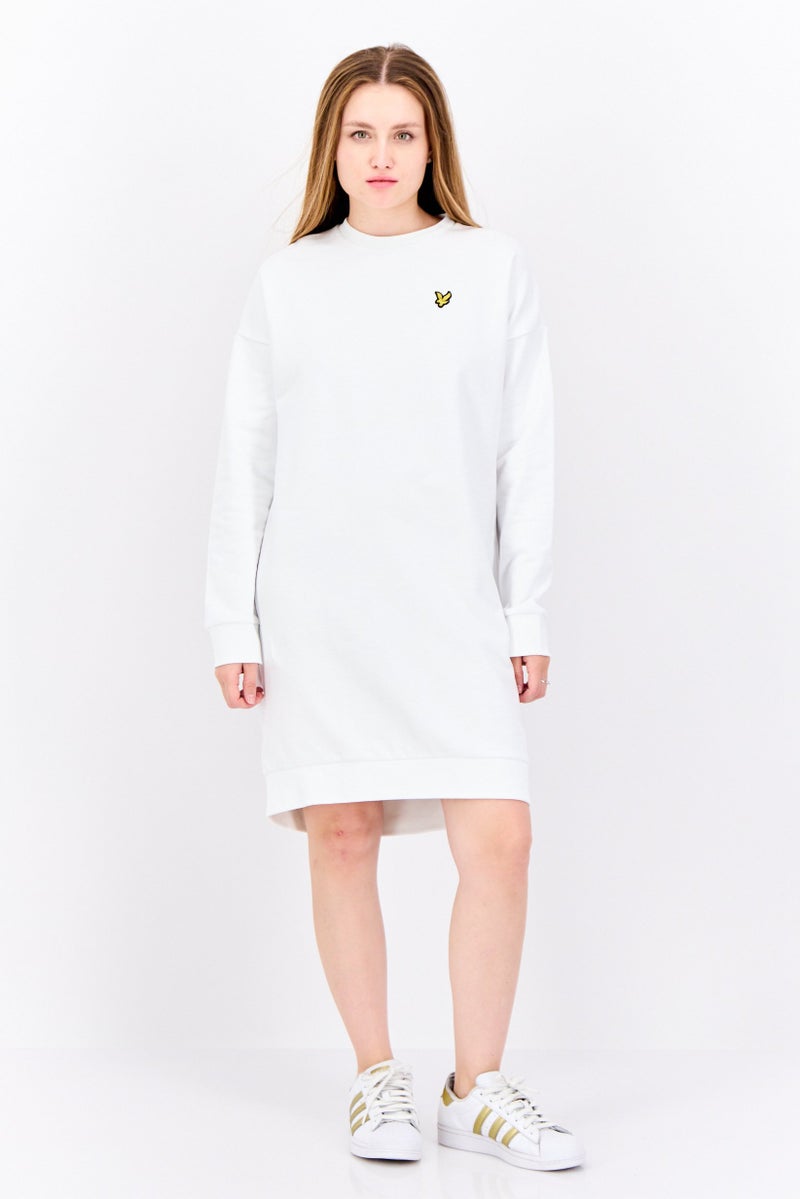 Lyle & Scott Women Brand Logo Mini Dress, White - Image 2