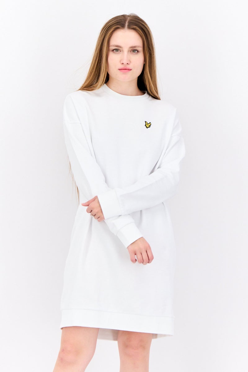 Lyle & Scott Women Brand Logo Mini Dress, White - Image 1