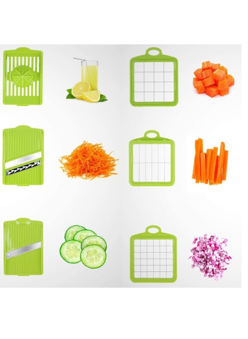 راكسوم قطاعة خضروات، قطاعة طعام احترافية 12 في 1، قطاعة سلطات متعددة، قطاعة شرائح خضروات، محضر طعام، قطاعة خضروات، أجاد، بشر، قطاعة شرائح أصابع، صانع سلطة، - Image 4