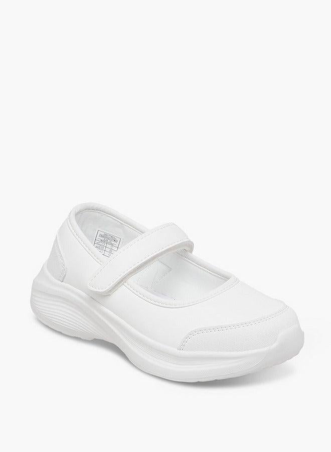Dash Girls Solid School Shoes with Hook and Loop Closure - Image 1