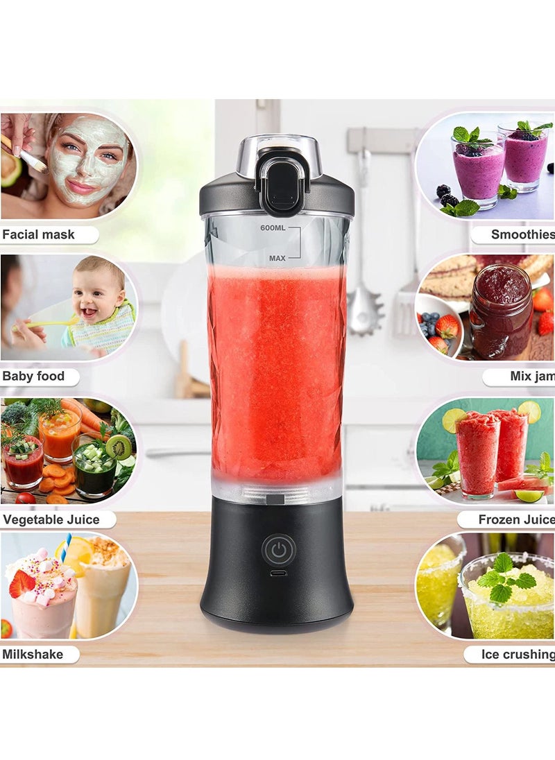 Generic Portable Blender Personal Size Blender for Shakes and Smoothies Blender with 6 Blades 20oz Mini Mixer Rechargeable for Kitchen Gym Travel Office  - Image 2