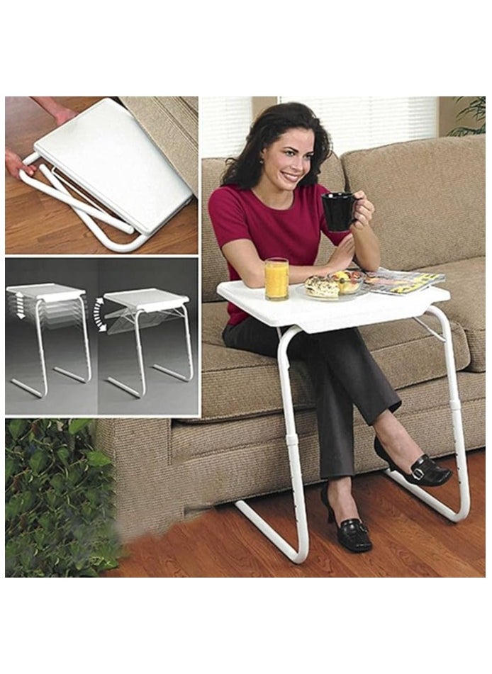 Table Mate, Multifunction TV Tray Table, Foldable TV Tray on Bed and Sofa, Comfortable Folding Table, with 6 Height and 4 Tilt Degree Adjustments,55-73CM