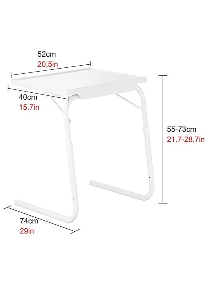 Table Mate, Multifunction TV Tray Table, Foldable TV Tray on Bed and Sofa, Comfortable Folding Table, with 6 Height and 4 Tilt Degree Adjustments,55-73CM