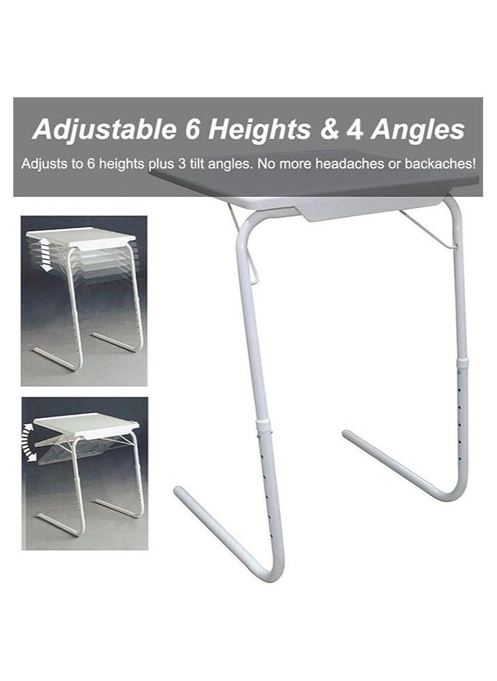 Table Mate, Multifunction TV Tray Table, Foldable TV Tray on Bed and Sofa, Comfortable Folding Table, with 6 Height and 4 Tilt Degree Adjustments,55-73CM