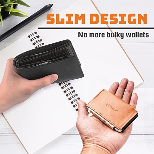 VBAX Slim Leather Wallet for Men & Women – Minimalist Front Pocket Credit Card Holder with Hidden Secret Pockets, Compact Design Fits 10 Cards & Cash – Premium Handcrafted Tan Leather Finish - Image 4