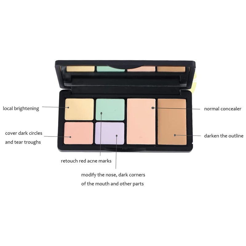 Eakroo 6 Colors Correcting Concealer Palette, Makeup Cream Contour Palette with Brush, Contouring Foundation Highlighting Concealer Palette for Conceals Dark Circles, Redness, Acne, Blemishï¼ˆAï¼‰ - Image 2
