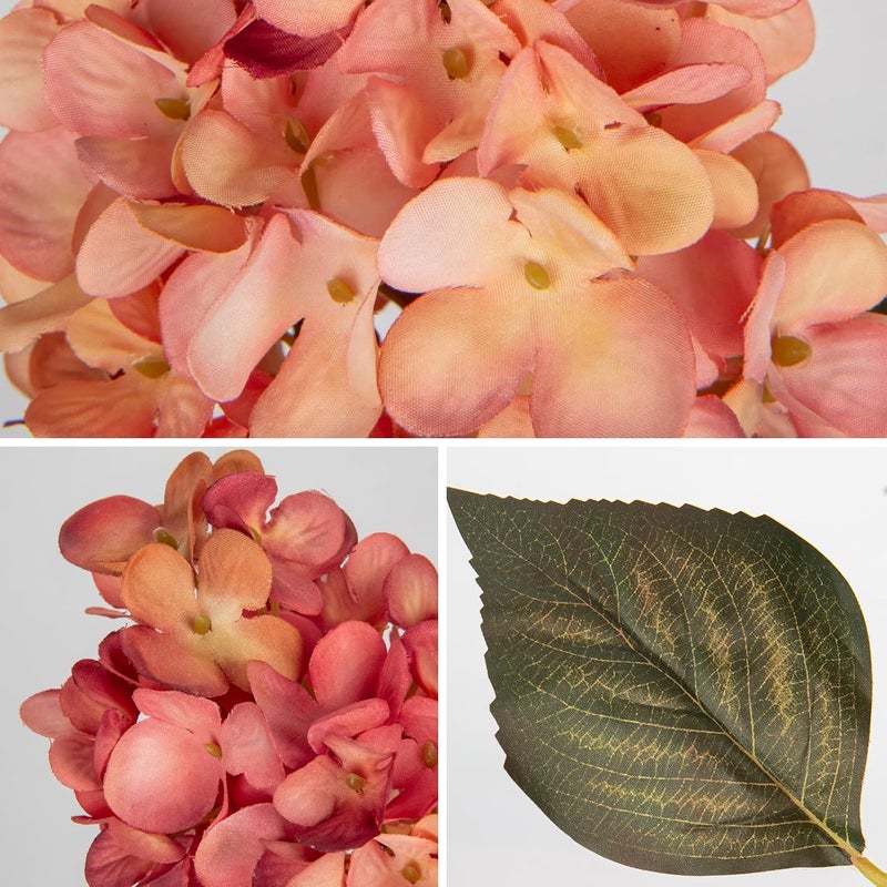 Arborus 3PCS Fake Flowers Cone Hydrangea Rose Pink Artificial Fall Flowers 27" Long Fall Floral Stems for Vase, Real Touch Silk Flowers Décor for Floral Arrangement Autumn Home Kitchen Table Décor - Image 4