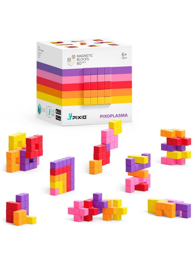 PIXIO Pixoplasma 60 Magnetic Blocks Small Magnet Blocks Magnets For Kids & Adults Magnet Toys Magnet Tiles Alternative For Kids 812 Years  - Image 1