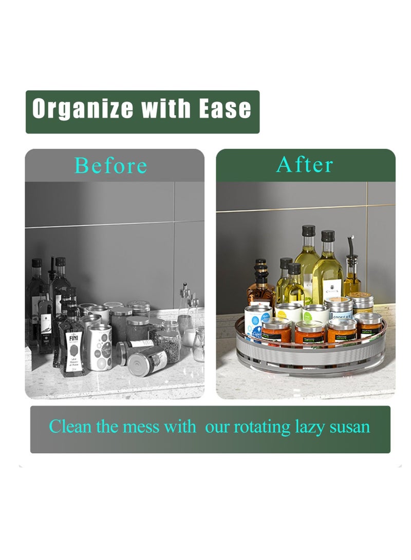 Excefore منظم لذيذ سوزان، 360 درجة لذيذ سوزان دوار للخزانة، رف توابل لذيذ سوزان دوار، مع قاعدة غير قابلة للانزلاق، للمطبخ، المخزن، الخزانة، المكياج - Image 2